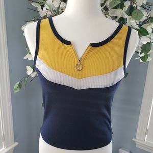 🌷Love J ribbed tank top navy, yellow, white large